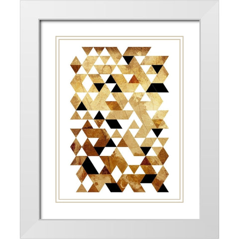 Golden Triangles Mate White Modern Wood Framed Art Print with Double Matting by OnRei