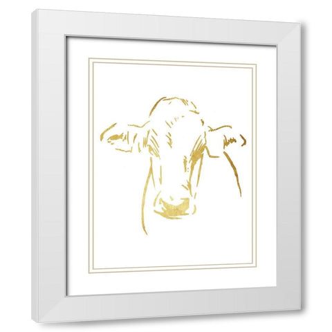 Gold Cow White Modern Wood Framed Art Print with Double Matting by OnRei