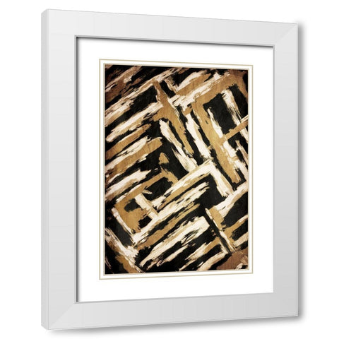 Hectic Maze White Modern Wood Framed Art Print with Double Matting by OnRei