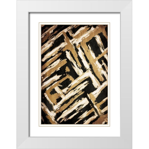 Hectic Maze White Modern Wood Framed Art Print with Double Matting by OnRei