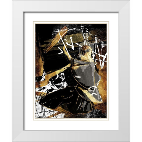 Abstract Dress White Modern Wood Framed Art Print with Double Matting by OnRei