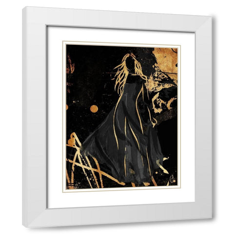 Gold In The Wind White Modern Wood Framed Art Print with Double Matting by OnRei