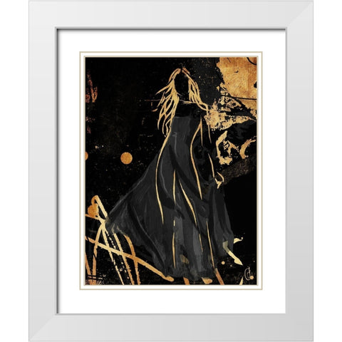 Gold In The Wind White Modern Wood Framed Art Print with Double Matting by OnRei