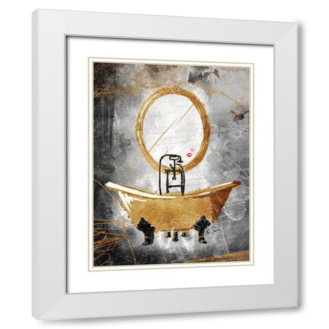 Golden Relaxation White Modern Wood Framed Art Print with Double Matting by OnRei