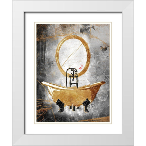 Golden Relaxation White Modern Wood Framed Art Print with Double Matting by OnRei