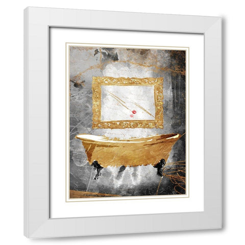 Golden Calmness White Modern Wood Framed Art Print with Double Matting by OnRei