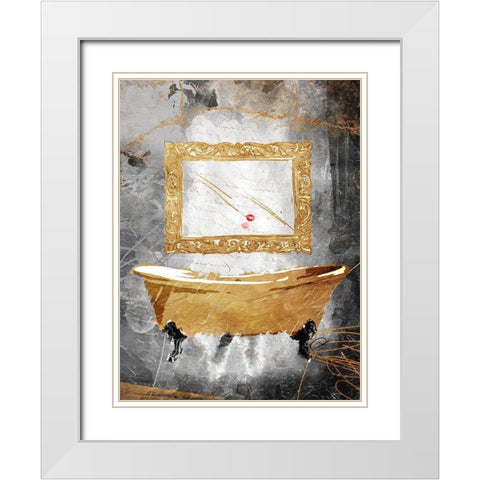 Golden Calmness White Modern Wood Framed Art Print with Double Matting by OnRei