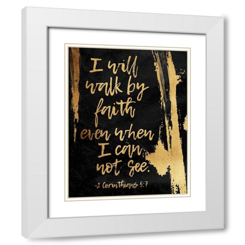 Walk By Faith White Modern Wood Framed Art Print with Double Matting by OnRei