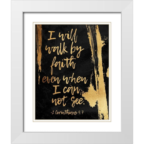 Walk By Faith White Modern Wood Framed Art Print with Double Matting by OnRei