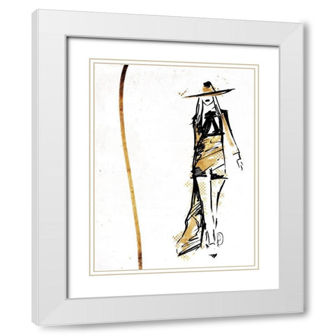 Golden Runway White Modern Wood Framed Art Print with Double Matting by OnRei