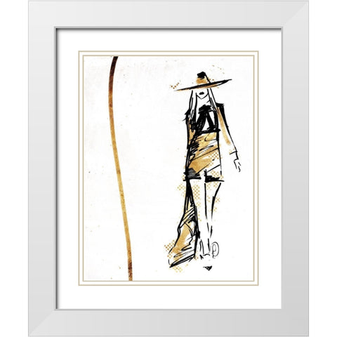 Golden Runway White Modern Wood Framed Art Print with Double Matting by OnRei