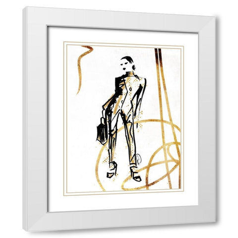 Golden Runway Stance White Modern Wood Framed Art Print with Double Matting by OnRei