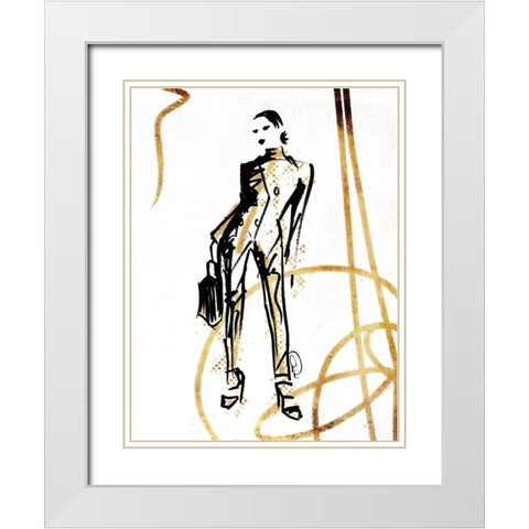 Golden Runway Stance White Modern Wood Framed Art Print with Double Matting by OnRei