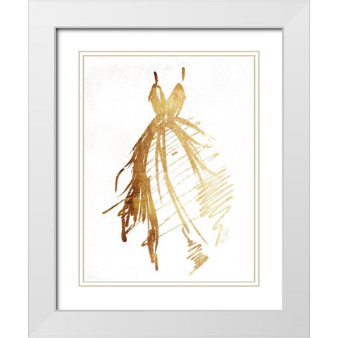 Runway Dress White Modern Wood Framed Art Print with Double Matting by OnRei