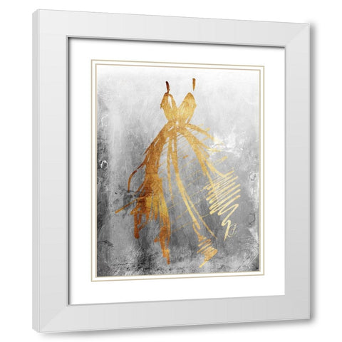 Runway Dress Textured White Modern Wood Framed Art Print with Double Matting by OnRei