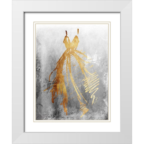 Runway Dress Textured White Modern Wood Framed Art Print with Double Matting by OnRei