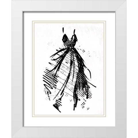 Silver Runway Dress White Modern Wood Framed Art Print with Double Matting by OnRei