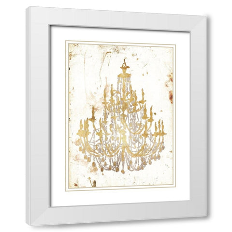 Golden Chandeliers White Modern Wood Framed Art Print with Double Matting by OnRei