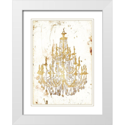 Golden Chandeliers White Modern Wood Framed Art Print with Double Matting by OnRei