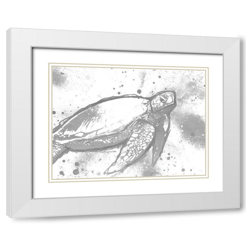 Turtle In The Grey White Modern Wood Framed Art Print with Double Matting by OnRei