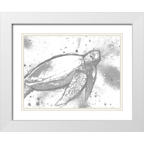 Turtle In The Grey White Modern Wood Framed Art Print with Double Matting by OnRei