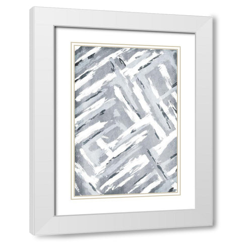 Sketched Connection White Modern Wood Framed Art Print with Double Matting by OnRei