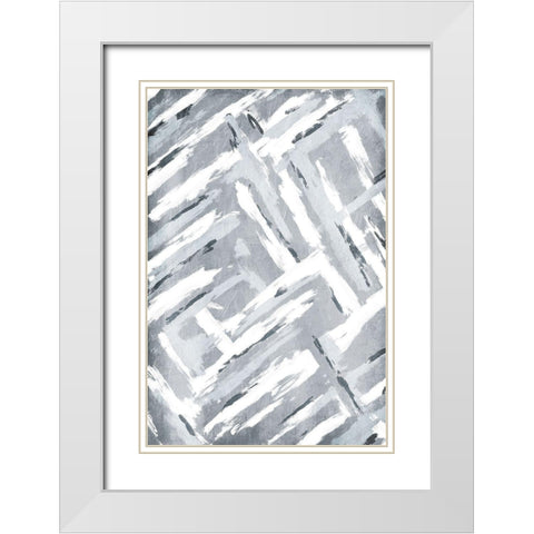 Sketched Connection White Modern Wood Framed Art Print with Double Matting by OnRei