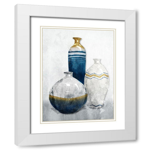 Gold Night Vessels White Modern Wood Framed Art Print with Double Matting by OnRei