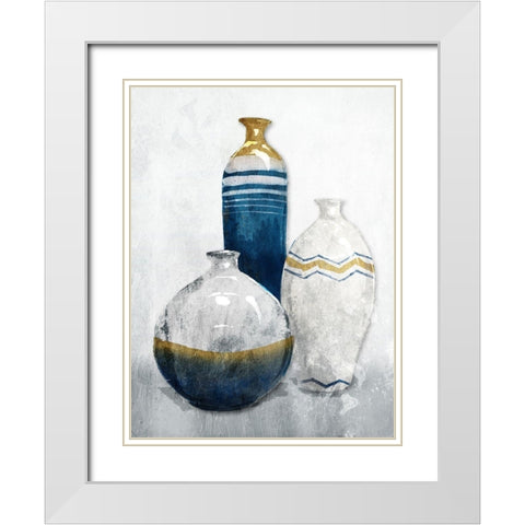 Gold Night Vessels White Modern Wood Framed Art Print with Double Matting by OnRei