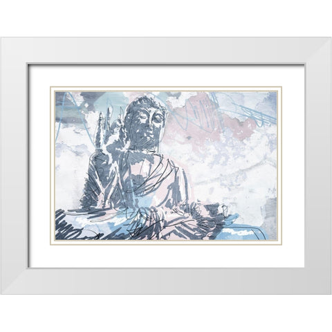 Meditate White Modern Wood Framed Art Print with Double Matting by OnRei