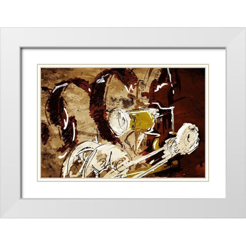 Projector And Film White Modern Wood Framed Art Print with Double Matting by OnRei