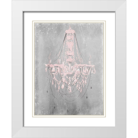 Chandelier In Smoke White Modern Wood Framed Art Print with Double Matting by OnRei