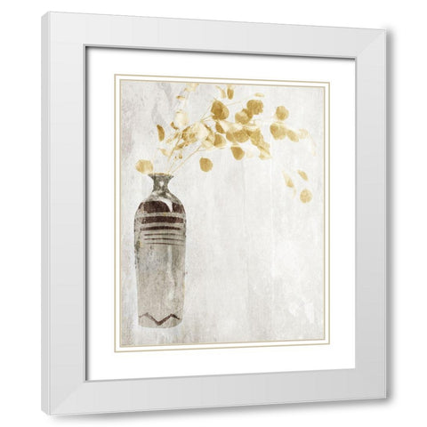 Yellow Flowers In Vase White Modern Wood Framed Art Print with Double Matting by OnRei