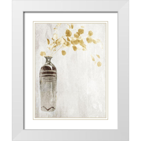 Yellow Flowers In Vase White Modern Wood Framed Art Print with Double Matting by OnRei