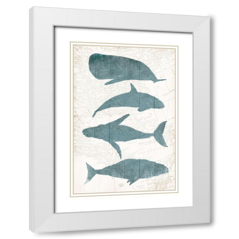 Sea Life White Modern Wood Framed Art Print with Double Matting by OnRei