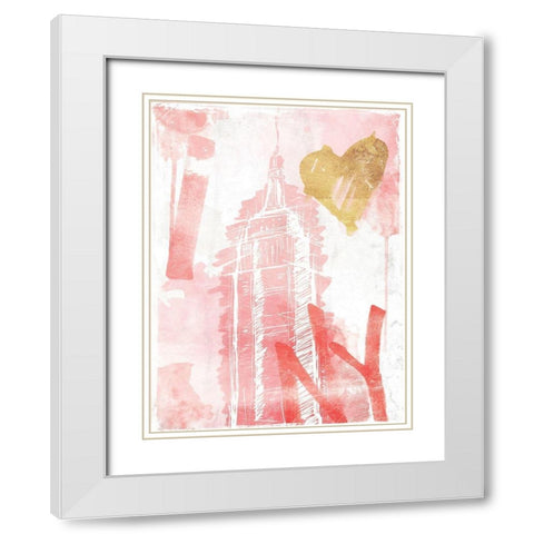 I Love NY Blush White Modern Wood Framed Art Print with Double Matting by OnRei