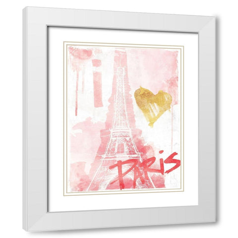 I Love Paris Blush White Modern Wood Framed Art Print with Double Matting by OnRei