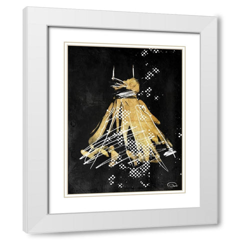 Gold Dress White Dots Two White Modern Wood Framed Art Print with Double Matting by OnRei