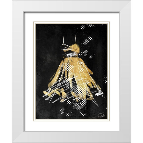 Gold Dress White Dots Two White Modern Wood Framed Art Print with Double Matting by OnRei