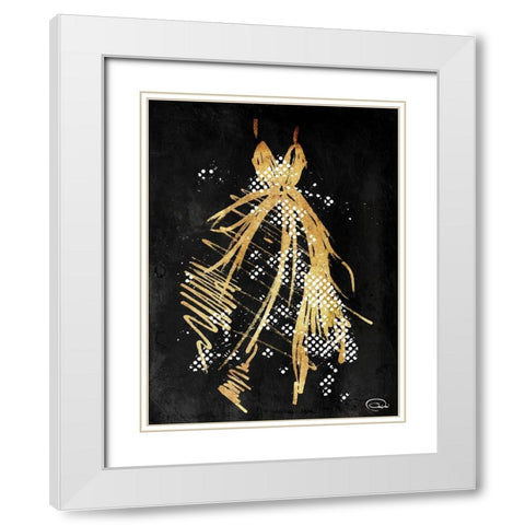 Gold Dress White Dots Three White Modern Wood Framed Art Print with Double Matting by OnRei