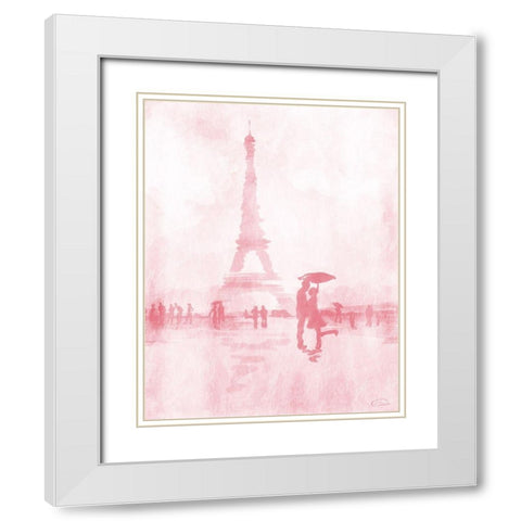 Blush Rain White Modern Wood Framed Art Print with Double Matting by OnRei