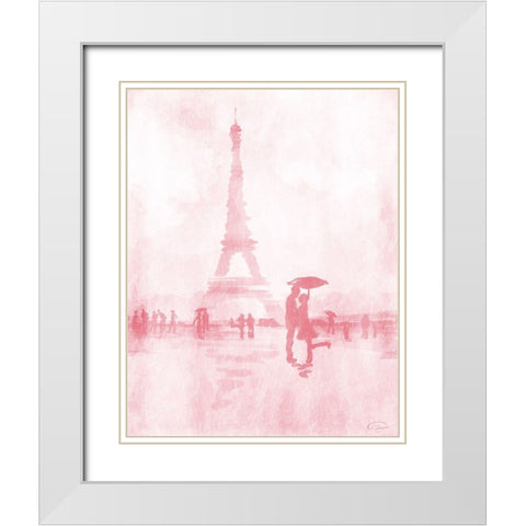 Blush Rain White Modern Wood Framed Art Print with Double Matting by OnRei