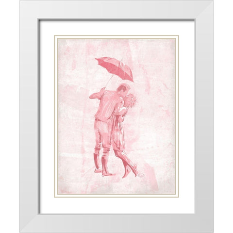 Kiss In The Blush White Modern Wood Framed Art Print with Double Matting by OnRei