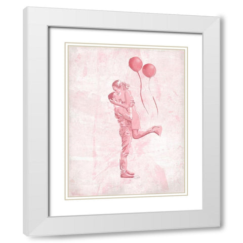 Hug In The Blush White Modern Wood Framed Art Print with Double Matting by OnRei