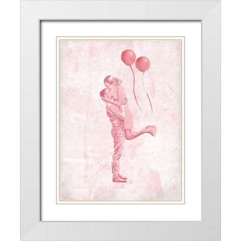 Hug In The Blush White Modern Wood Framed Art Print with Double Matting by OnRei