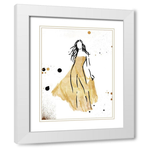 Form Dress Gold White Modern Wood Framed Art Print with Double Matting by OnRei