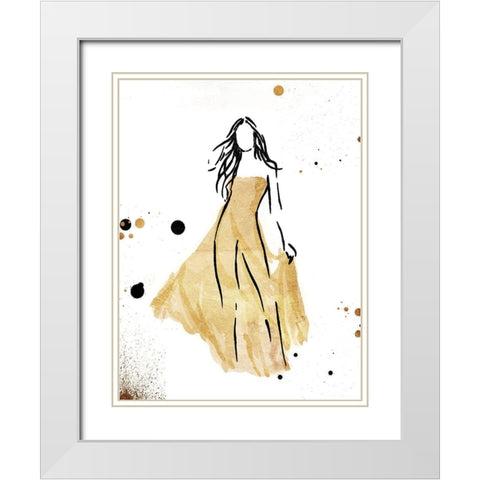 Form Dress Gold White Modern Wood Framed Art Print with Double Matting by OnRei