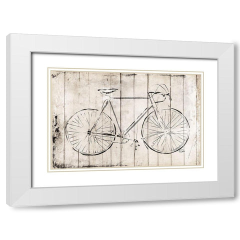 Grey Bike White Modern Wood Framed Art Print with Double Matting by OnRei