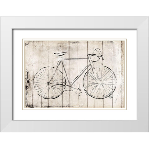 Grey Bike White Modern Wood Framed Art Print with Double Matting by OnRei