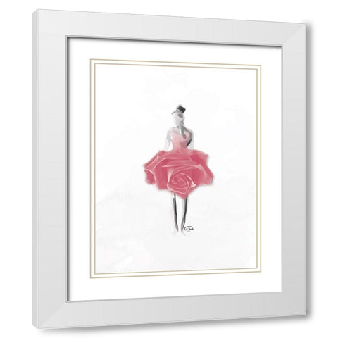 Rose Ballerina White Modern Wood Framed Art Print with Double Matting by OnRei